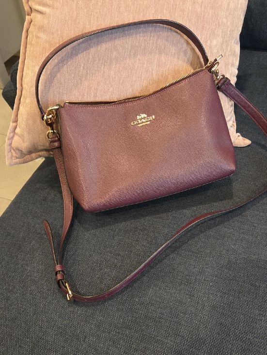 Coach Handbags - Coach Pebbled Leather Crossbody Bag in Plum with Gold Hardware